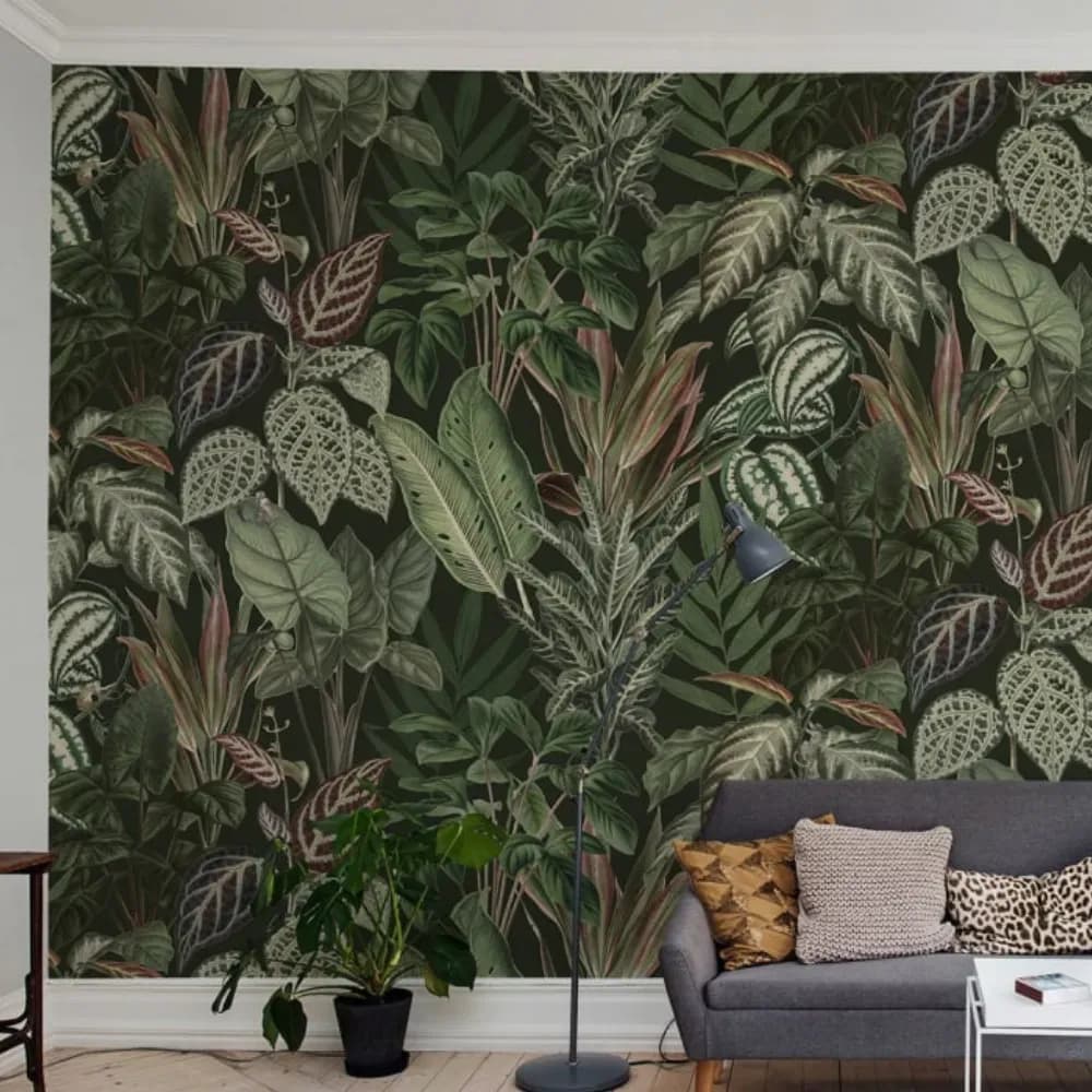 Fototapete mit großflächigem Motiv an einer Wand in modernem Wohnraum in Düsseldorf.